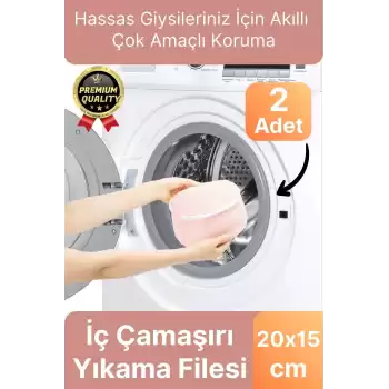 Çok Amaçlı Dayanıklı Fermuarlı Kumaş Sütyen İç Çamaşırı Yıkama Filesi Torbası Seti 2 Adet 20x15cm