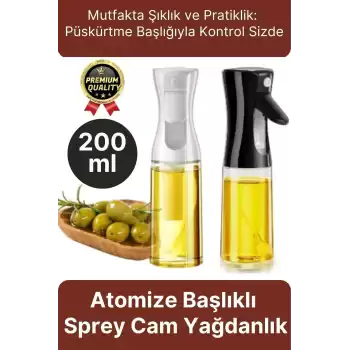 Çok Amaçlı Atomize Başlıklı Sızdırmaz Airfryer Püskürtmeli Fısfıs Sprey Cam Yağdanlık 200 Ml 1 Adet