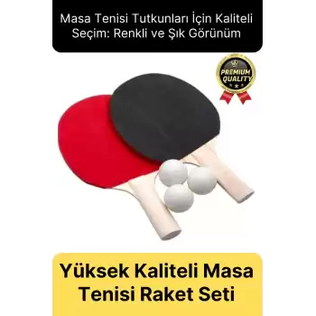 Özel Seri Yüksek Kaliteli Eğlence Oyun Renkli 2 Adet Raket 3 Pinpon Topu Masa Tenisi Raket Seti
