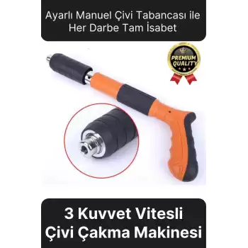 Profesyonel Güç Yaylı Sistemli 3 Kuvvet Vites Ses Çıkarmaz Ayarlı Manuel Çivi Çakma Makinesi