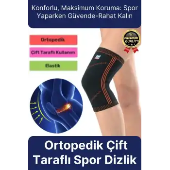 Premium Seri Konforlu Maksimum Koruma Ortopedik Çift Taraflı Elastik Örme Likralı Spor Dizlik Unisex