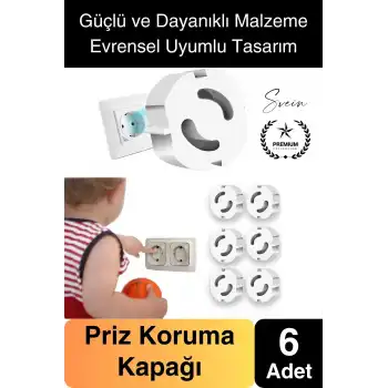 6 Adet Sert Plastik Dayanıklı Bebek Çocuk Priz Koruma Güvenlik Koruyucu Aparat Emniyet Kapağı Beyaz