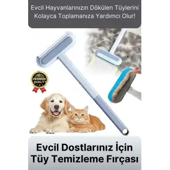 Çok Amaçlı Çift Taraflı Uzun Saplı Koltuk Halı Hijyeni Kedi Köpek Evcil Hayvan Tüy Temizleme Fırçası
