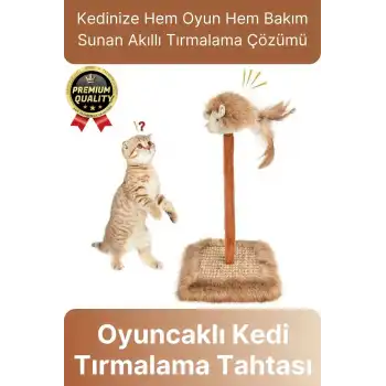 Özel Üretim Dayanıklı Eğlenceli 14x14 cm En 26 cm Yükseklik Sesli Oyuncaklı Kedi Tırmalama Tahtası