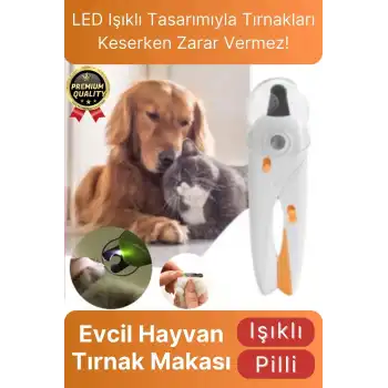 Çok Amaçlı Sıçrama Koruyucu Pilli Kedi Köpek Kuş Evcil Hayvan Ledli Işıklı Törpülü Tırnak Makası
