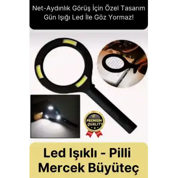 Özel Üretim Konforlu Plastik Pilli Gün Işığı Smd Led Işıklı El Büyüteç Okuma Yazma Mercek 24 cm