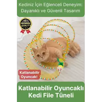 Özel Tasarım Yer Kaplamaz Taşınabilir Hafif Eğlendiren Komik Oyuncaklı Katlanabilir Kedi File Tüneli