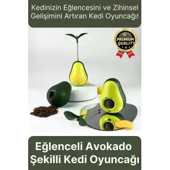 Yeni Nesil Eğlenceli Döner Mekanizmalı Avokado Şeklinde Kedi Naneli ve Mama Hazneli Kedi Oyuncağı