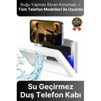 Çok Amaçlı Portatif Duvara Monte Sızdırmaz Buğu Yapmaz Su Geçirmez Hareketli Duş Telefon Kabı Tutucu