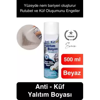 Premium Anti Küf Yalıtım Boyası Sprey Beyaz Rutubet Oluşumunu Engeller Duvar Derleme Önleyici 500 ml