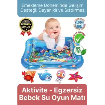 Premium Bebek Oyuncağı Eğlenceli Karın Üstü Aktivite Egzersiz BPA İçermez Emekleme Su Oyun Matı