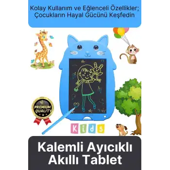Kolay Kullanım Dayanıklı Lcd Ekran Kalemli Dijital Akıllı Ayıcıklı Yazı Boyama Çizim Tableti 8,5 Inç