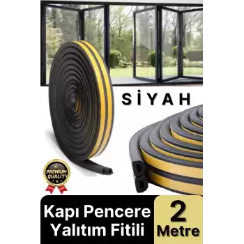 Güçlü Kendinden Yapışkanlı Kapı Pencere Soğuk Hava Geçirmez Yalıtım İzolasyon Siyah Fitil 2 Metre
