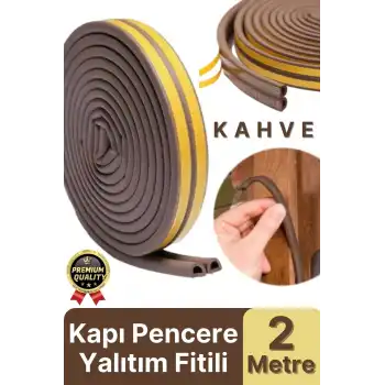 Güçlü Kendinden Yapışkanlı Kapı Pencere Soğuk Hava Geçirmez Yalıtım İzolasyon Kahve Fitil 2 Metre