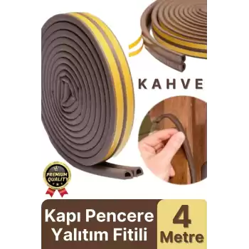 Güçlü Kendinden Yapışkanlı Kapı Pencere Soğuk Hava Geçirmez Yalıtım İzolasyon Kahve Fitil 4 Metre