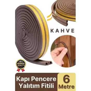 Güçlü Kendinden Yapışkanlı Kapı Pencere Soğuk Hava Geçirmez Yalıtım İzolasyon Kahve Fitil 6 Metre