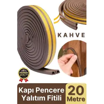 Güçlü Kendinden Yapışkanlı Kapı Pencere Soğuk Hava Geçirmez Yalıtım İzolasyon Kahve Fitil 20 Metre
