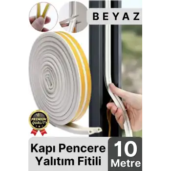 Güçlü Kendinden Yapışkanlı Kapı Pencere Soğuk Hava Geçirmez Yalıtım İzolasyon Beyaz Fitil 10 Metre