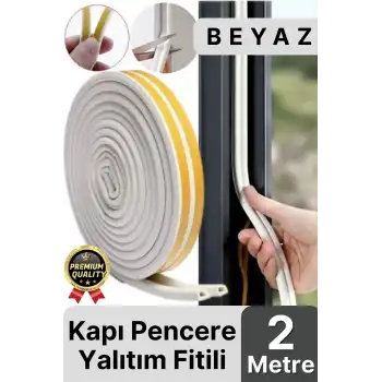 Güçlü Kendinden Yapışkanlı Kapı Pencere Soğuk Hava Geçirmez Yalıtım İzolasyon Beyaz Fitil 2 Metre