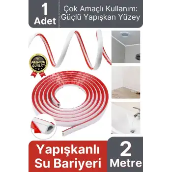 1 Adet Ultra Güçlü Dayanıklı Esnek Tezgah Mutfak Banyo Kendinden Yapışkanlı Su Bariyeri 2 Metre