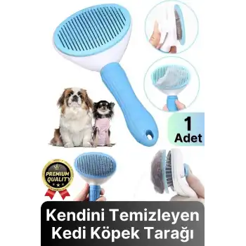 Özel Üretim Mavi Kendini Temizleyen Otomatik Tuşlu Evcil Hayvan Pet Tüy Toplayıcı Kedi Köpek Tarağı