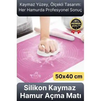Özel Seri Isıya Dayanıklı Ölçekli Gıda Uyumlu Kaymaz Silikon Hamur Açma Yoğurma Matı Örtüsü 50x40 cm