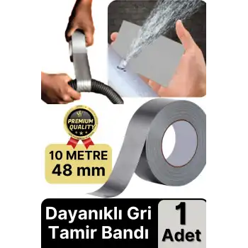 Ekstra Güçlü Dayanıklı Su Geçirmez Sızdırmaz İzolasyon Yalıtım Gri Tamir Bandı 10 Mt 48 Mm 1 Adet