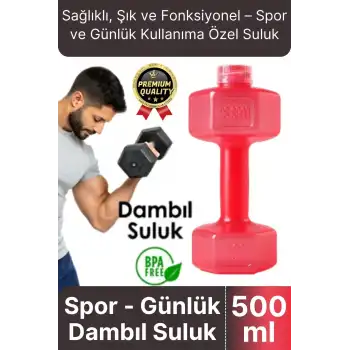 Özel Üretim Fitness Spor Okul Koşu Bpa İçermeyen Plastik Matara Günlük Pembe Dambıl Suluk 500 ml