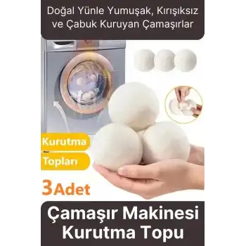Sürtünme Engellen Kırışıklık Azaltıcı Çabuk Kuruma Yün Çamaşır Makinesi Kurutma Topu Yumuşatıcı 3lü