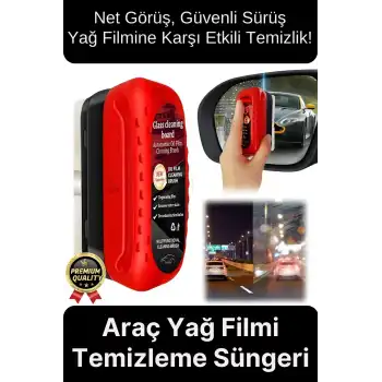 Premium Net Güvenli Görüş Yan Ayna İç Cam Yağmur Sis Buğu Engelleme Araç Yağ Filmi Temizleme Süngeri