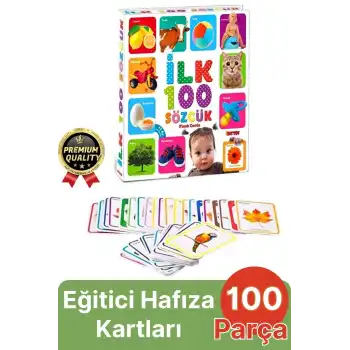 Yeni Nesil Eğitici Öğretici Odaklanma Zeka ve Dil Gelişimi Kelime Hafıza Kartları İlk 100 Sözcük