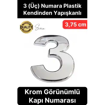 No 3 Kapı Numarası Kendinden Yapışkanlı Masa Dolap Plastik Ev Posta Kutusu Dış Mekan Daire 3,75 cm