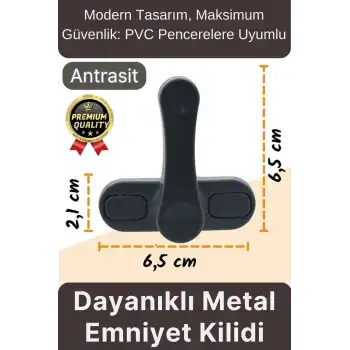 Premium Dayanıklı Koruma Antrasit Çekmeli Metal Pvc Kapı Pencere Hırsız Çocuk Emniyet Kilidi 1 Adet