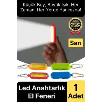 Premium Taşınabilir Kamp Okul Güçlü Işık Aydınlatma 3 Modlu Pilli Sarı Mini Led Anahtarlık El Feneri