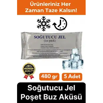 Premium Güvenli Dayanıklı Malzeme Yolculuk Seyahat Yiyecek Soğutucu Jel Poşet Buz Aküsü 480gr 5 Adet