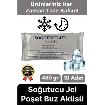 Premium Güvenli Dayanıklı Malzeme Seyahat Yolculuk Yiyecek Soğutucu Jel Poşet Buz Aküsü 480gr 10Adet