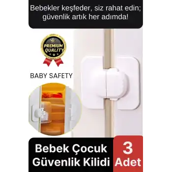 Özel Üretim Çekmece Buzdolabı Pencere Dolap Sabitleyici Çocuk Bebek Koruyucu Güvenlik Kilidi 3 Adet