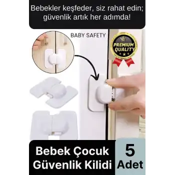 Özel Tasarım Buzdolabı Çekmece Pencere Dolap Sabitleyici 5 Adet Çocuk Bebek Koruyucu Güvenlik Kilidi