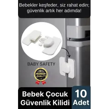 Özel Üretim Buzdolabı Çekmece Dolap Pencere Sabitleyici 10 Adet Çocuk Bebek Koruyucu Güvenlik Kilidi