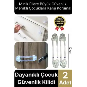 Çok Amaçlı Ayarlanır Çekmece Dolap Kapağı Koruma Aparatı Çocuk Bebek Güvenlik Kilidi 2 Adet 12 Cm