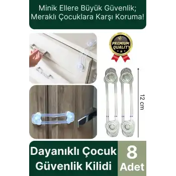 Özel Üretim Ayarlanır Çekmece Dolap Kapağı Koruma Aparatı Bebek Çocuk Güvenlik Kilidi 8 Adet 12 Cm