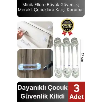 Yeni Üretim Ayarlanır Çekmece Dolap Kapağı Koruma Aparatı Bebek Çocuk Güvenlik Kilidi 3 Adet 17 Cm