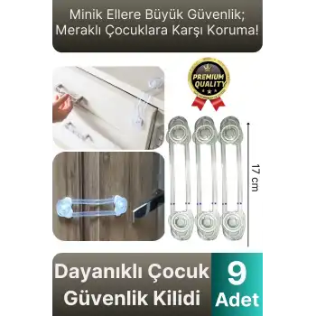 Yeni Ayarlanabilir Dolap Çekmece Kapağı Koruma Aparatı Bebek Çocuk Güvenlik Kilidi 9 Adet 17 Cm