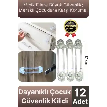 Yeni Ayarlanabilir Dolap Çekmece Kapağı Koruma Aparatı Çocuk Bebek Güvenlik Kilidi 12 Adet 17 Cm