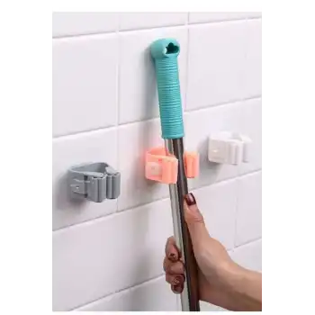 1 Adet Güçlü Tutunabilen Kendinden Yapışkanlı Mop Paspas Sabitleyici Duvara Monte İz Bırakmaz Tutucu