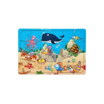 Premium Eğitici Eğlenceli Öğretici Geliştiren Oyun Deneyimi Ahşap Puzzle Denizaltı Balıklar 24 Parça