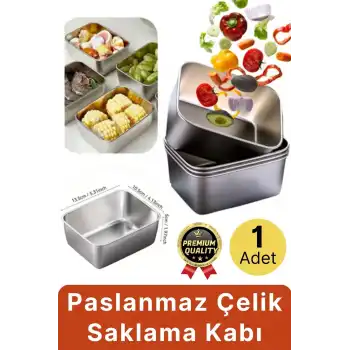 Çok Amaçlı Dayanıklı Gıda Güvenliği Sertifikalı Koku Yapmaz Modern Şık Paslanmaz Çelik Saklama Kabı