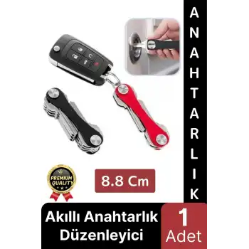 Kompakt Ses Çıkarmaz Vidalı Karışıklık Önleyen Hafif Alüminyum Akıllı Anahtarlık Düzenleyici 8.8 cm