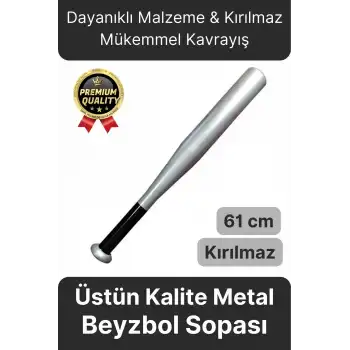 Özel Üretim Dayanıklı Malzeme Kırılmaz Mükemmel Kavrayış Metal Gri 61 Cm Baseboll Beyzbol Sopası