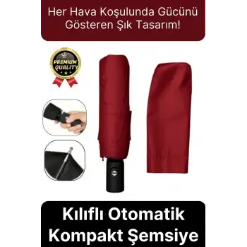 Özel Üretim Rüzgara Dayanıklı Su Geçirmez Konforlu Sağlam 8 Telli Kılıflı Otomatik Kompakt Şemsiye